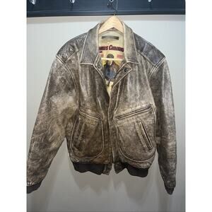 Charles Chevigno Distressed Bomber Jacket Vintage Large Charles Chevignon